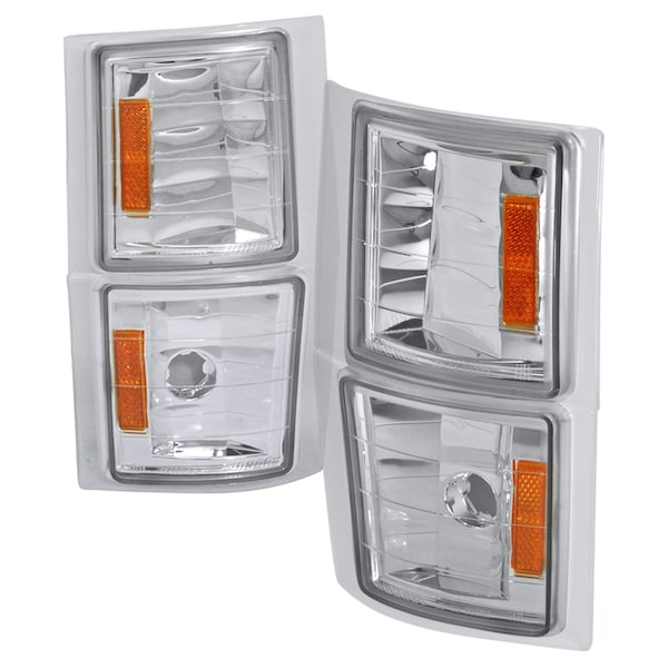 Spec-D Tuning 94-98 Chevrolet Full Size Pick Up Corner Light 4 Pcs Chrome 2LC-G1G3-V2-TM - main